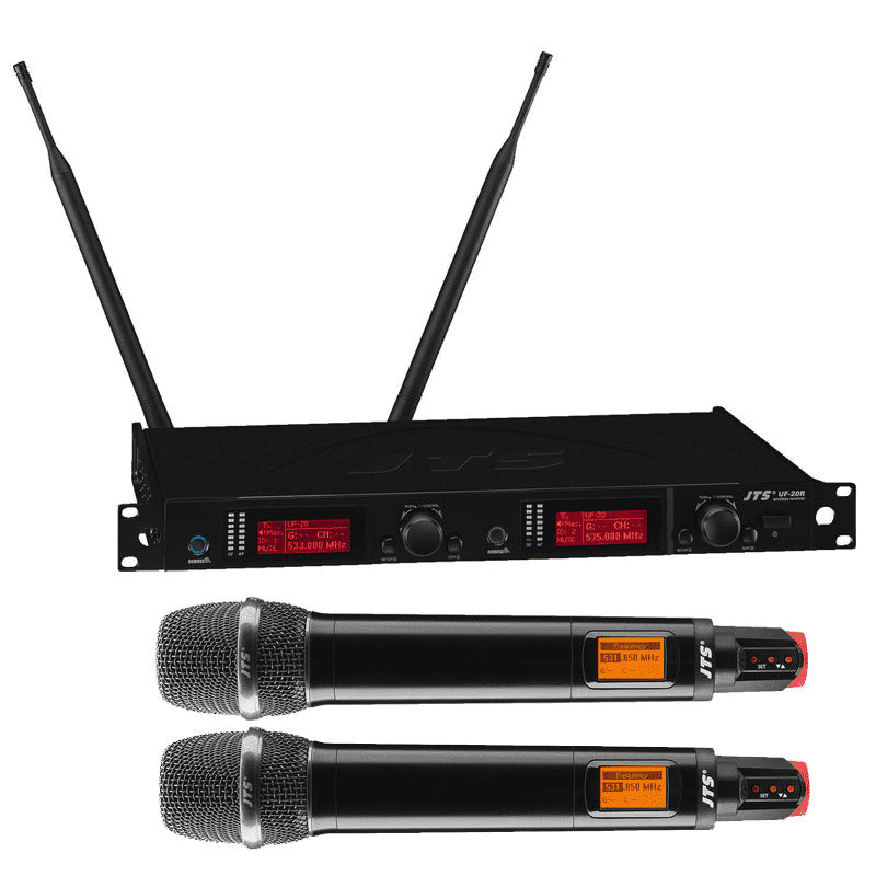 JTS UF-20R/JSS-20 DUAL HANDHELD MICROPHONE TRUE DIVERSITY UHF 624-694MHz