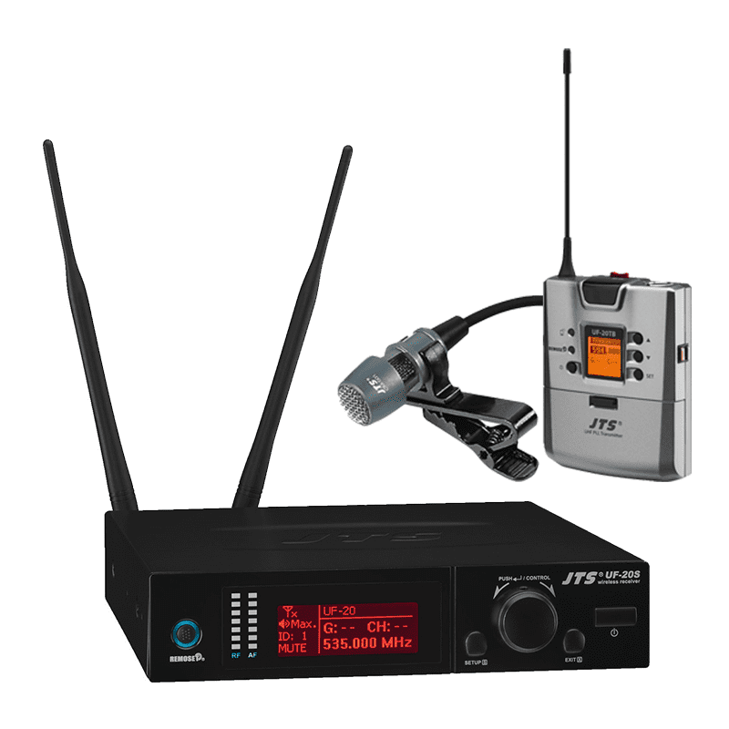 JTS UF-20S/UF-20TB+CM-501 LAPEL MICROPHONE TRUE DIVERSITY UHF 624-694MHz