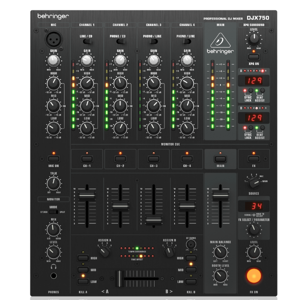 BEHRINGER DJX750 DJミキサー Behringer DJX750 5-Channel DJ Mixer with BPM | Sound Select ZA