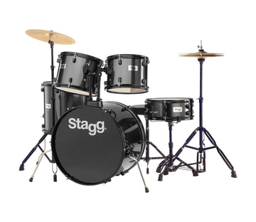 Stagg 5-piece Standard Drum Set w/Cymbals (Black)