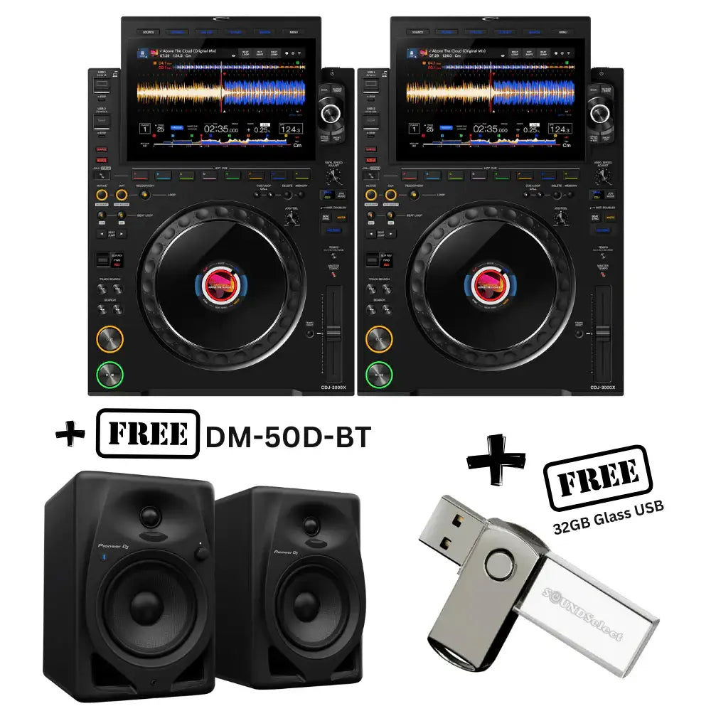 Alpha Theta CDJ 3000X - PAIR (FREE PIONEER DM-50D BT & 32GB USB