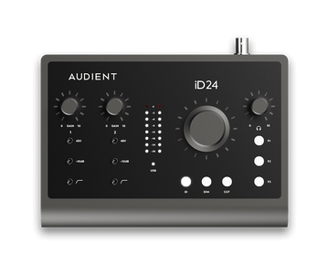 Audient iD24 audio interface on a black background