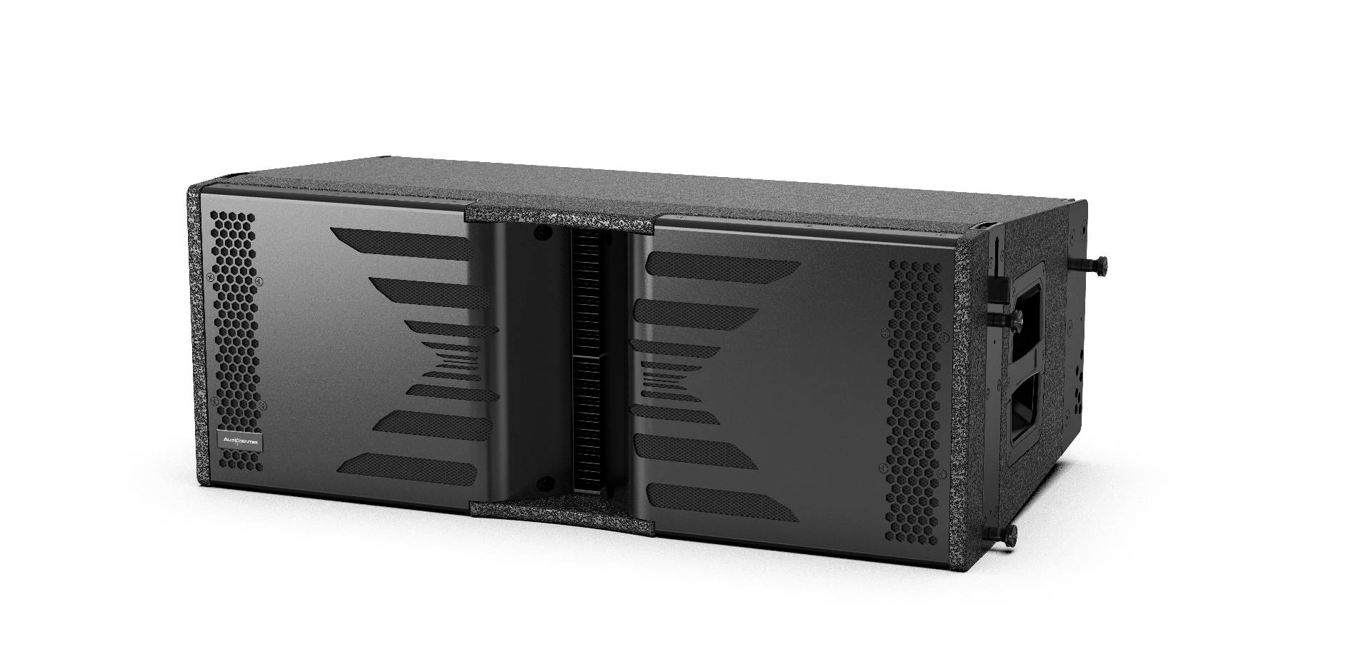 Black electronic equipment case on a white background