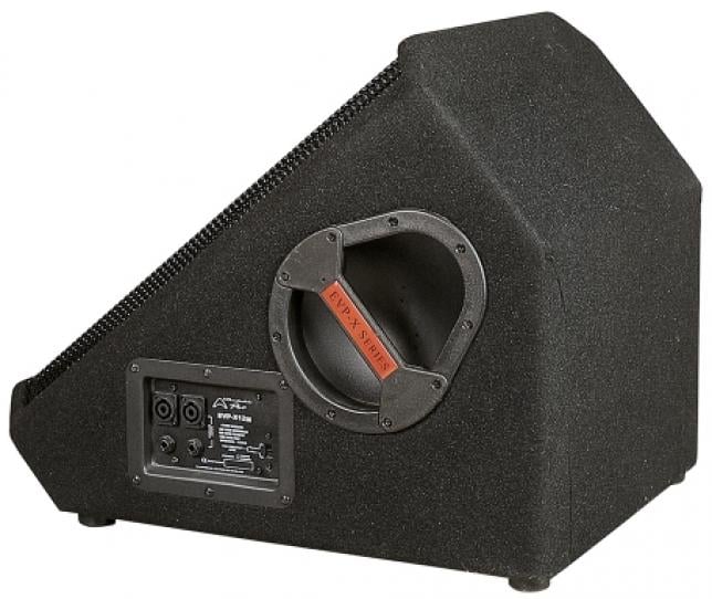 Car audio subwoofer enclosure with visible brand logo on a white background