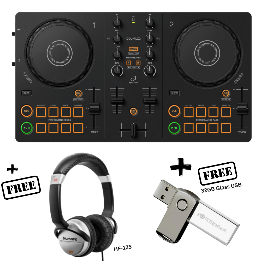Alpha Theta DDJ-FLX2 (FREE NUMARK HF125 & 32GB USB)
