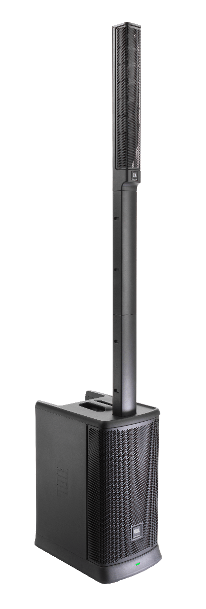 Black outdoor speaker on a white background