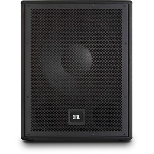 Black speaker with JBL logo on a white background