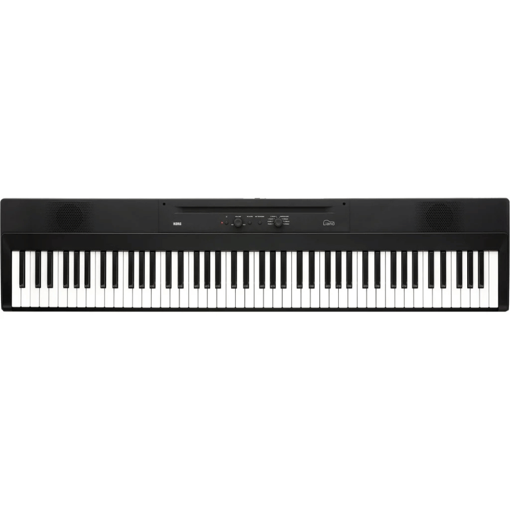 Black digital piano on a white background