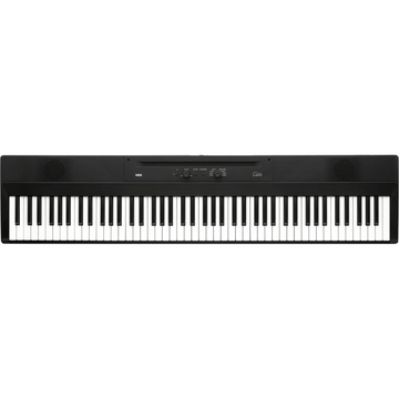 Black digital piano on a white background