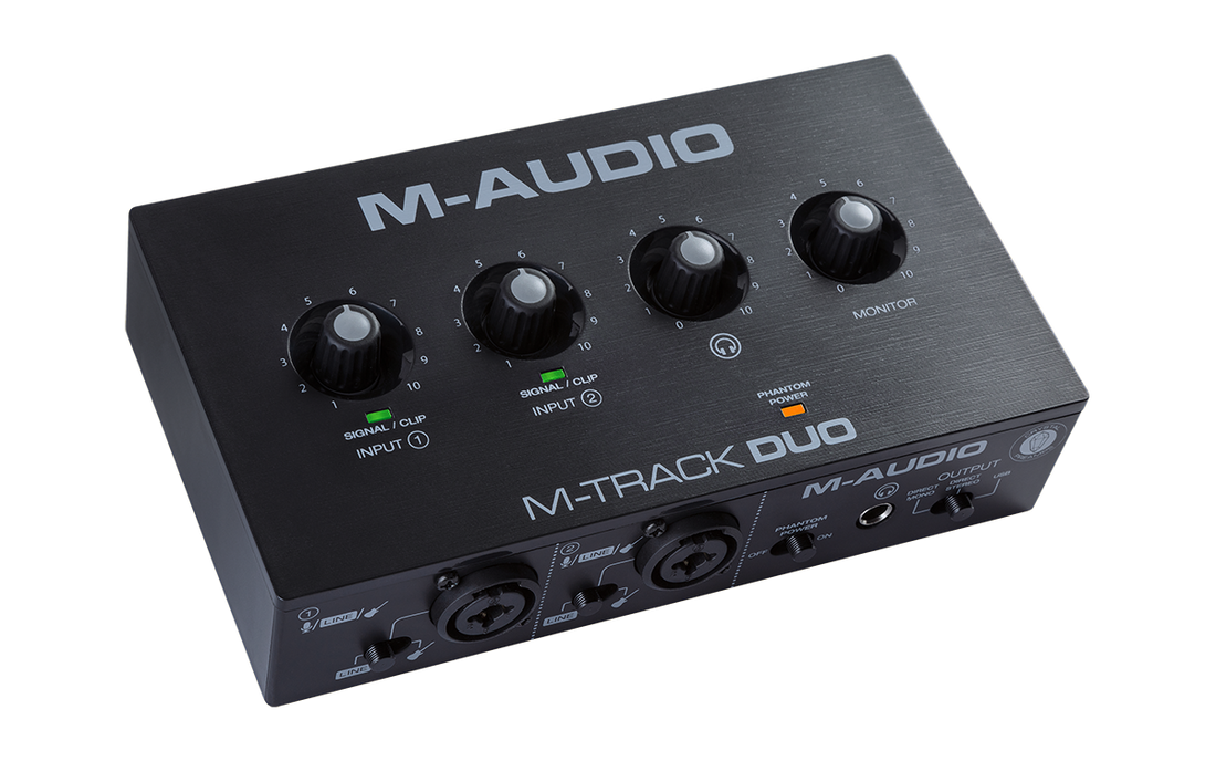 M-Audio M-Track Duo audio interface on a white background