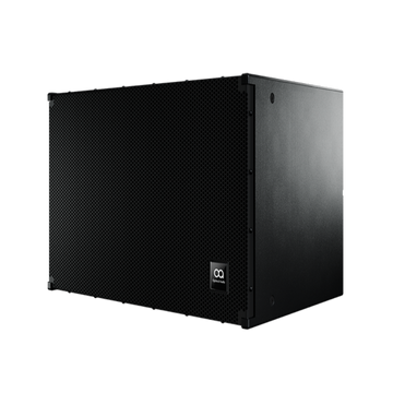 Black subwoofer on a white background
