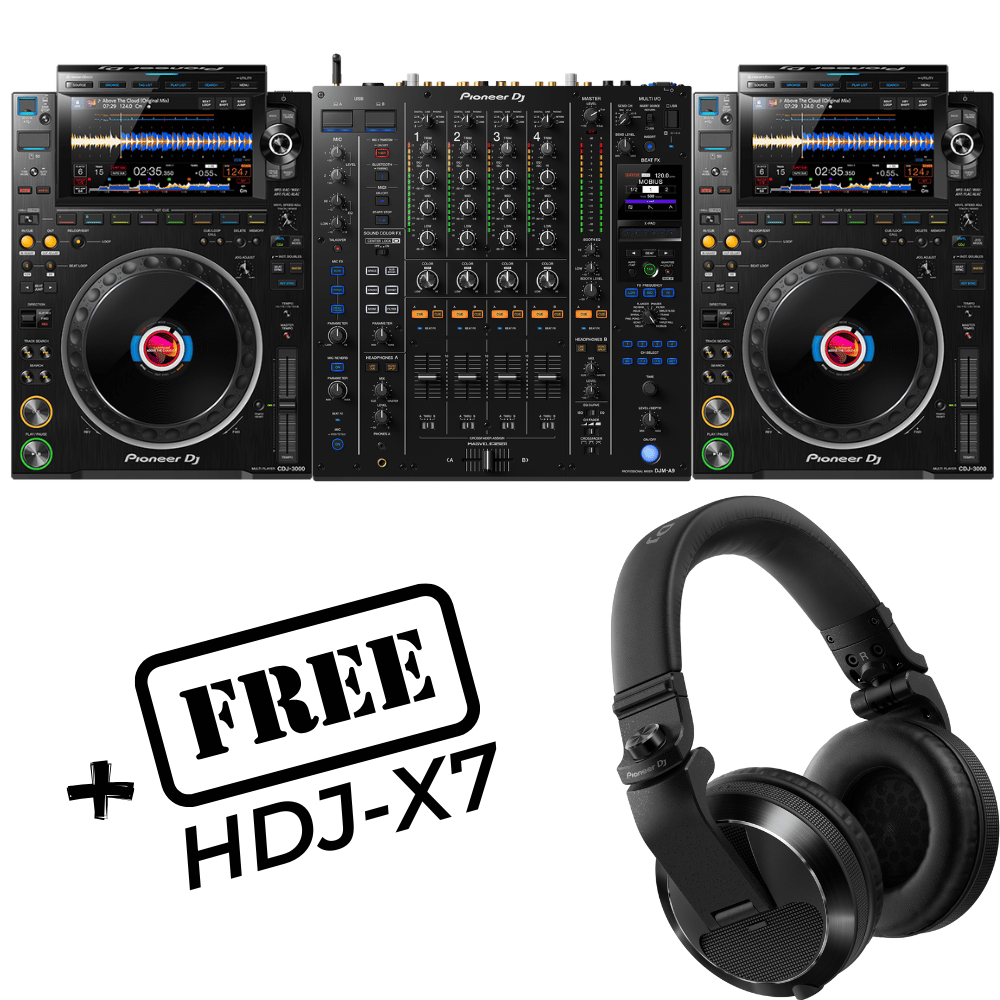 Pioneer CDJ3000 + DJM-A9 Bundle (FREE PIONEER HDJ-X7S) | Sound