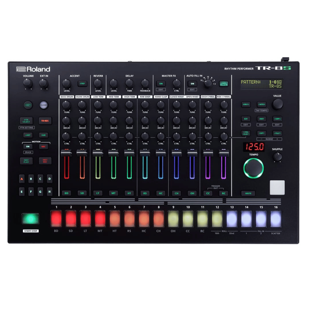 Roland TR-8S electronic music sequencer on a white background