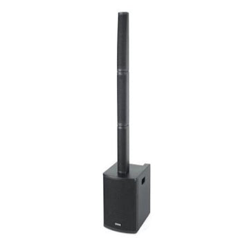 Black outdoor speaker on a white background