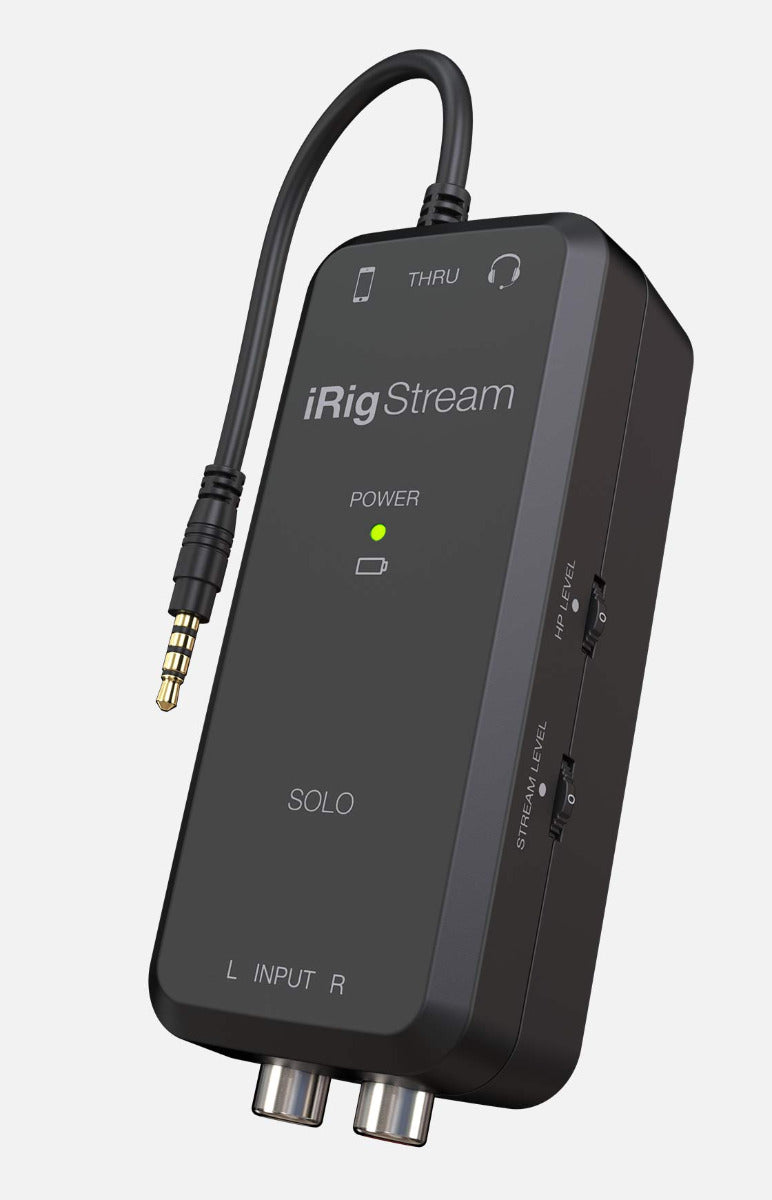 iRig Stream audio device with cable on a white background