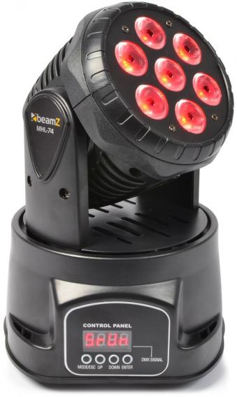 BeamZ MHL74 Mini Moving Head Wash 7X 10W DMX 12-Channel Quad LED
