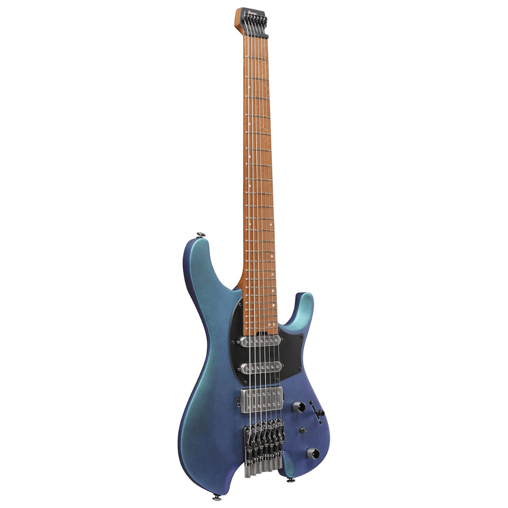 Demo Ibanez Q547-BMM 7-String Quest Headless - Blue Chameleon Metallic Matte