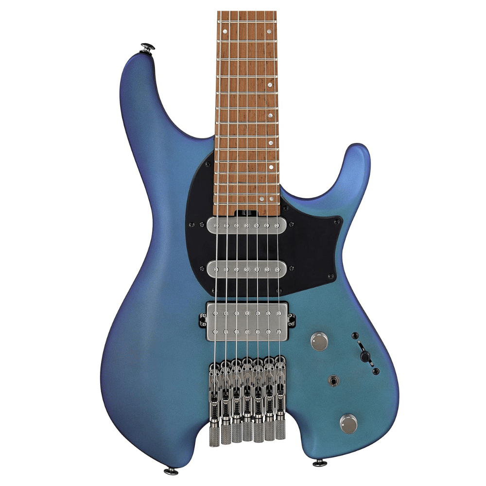 Demo Ibanez Q547-BMM 7-String Quest Headless - Blue Chameleon Metallic Matte