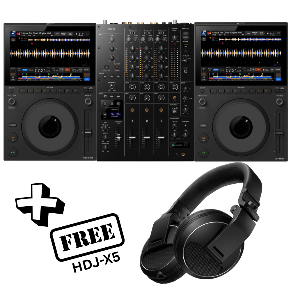 Alpha Theta CDJ1500X (PAIR) with DJM-V5 FREE XDJ-X5 Headphones