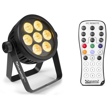 BEAMZ PRO – BAC503 ALUMINUM LED PAR 7x 10W 4in1 RGBA LEDS IR DMX