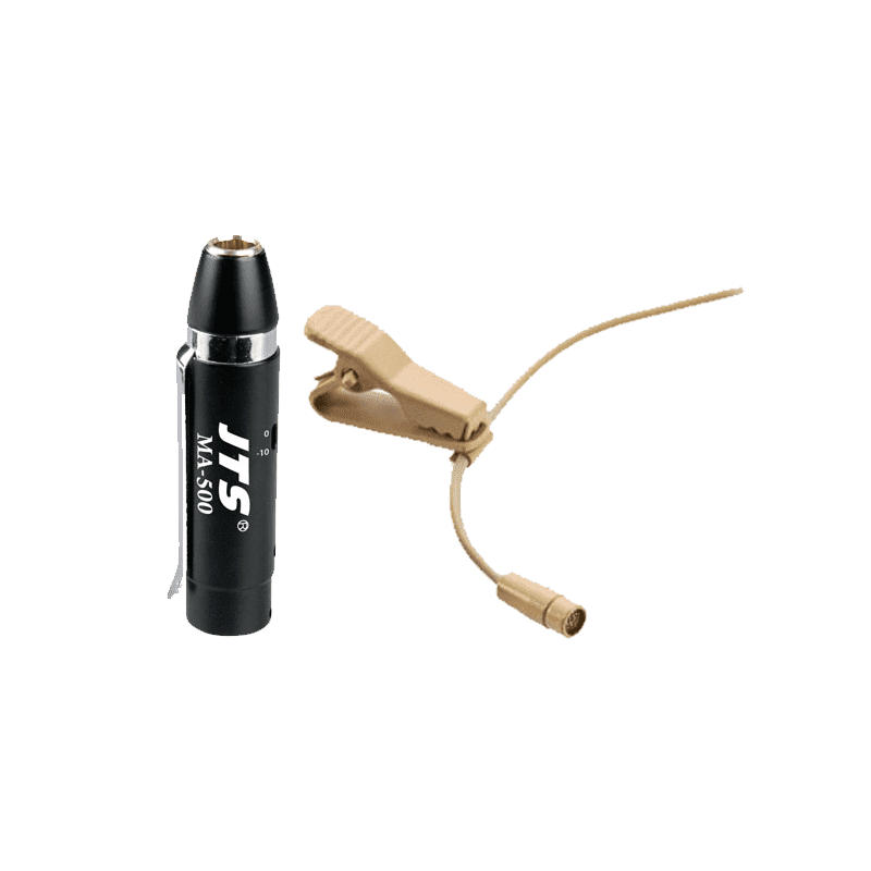 JTS CM 201i/MA-500 MINIATURE LAPEL MICROPHONE BEIGE WITH PHANTOM POWER ADAPTOR