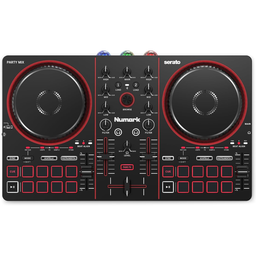 Numark Party Mix III (Black) Bluetooth DJ Controller with Built-in Lights