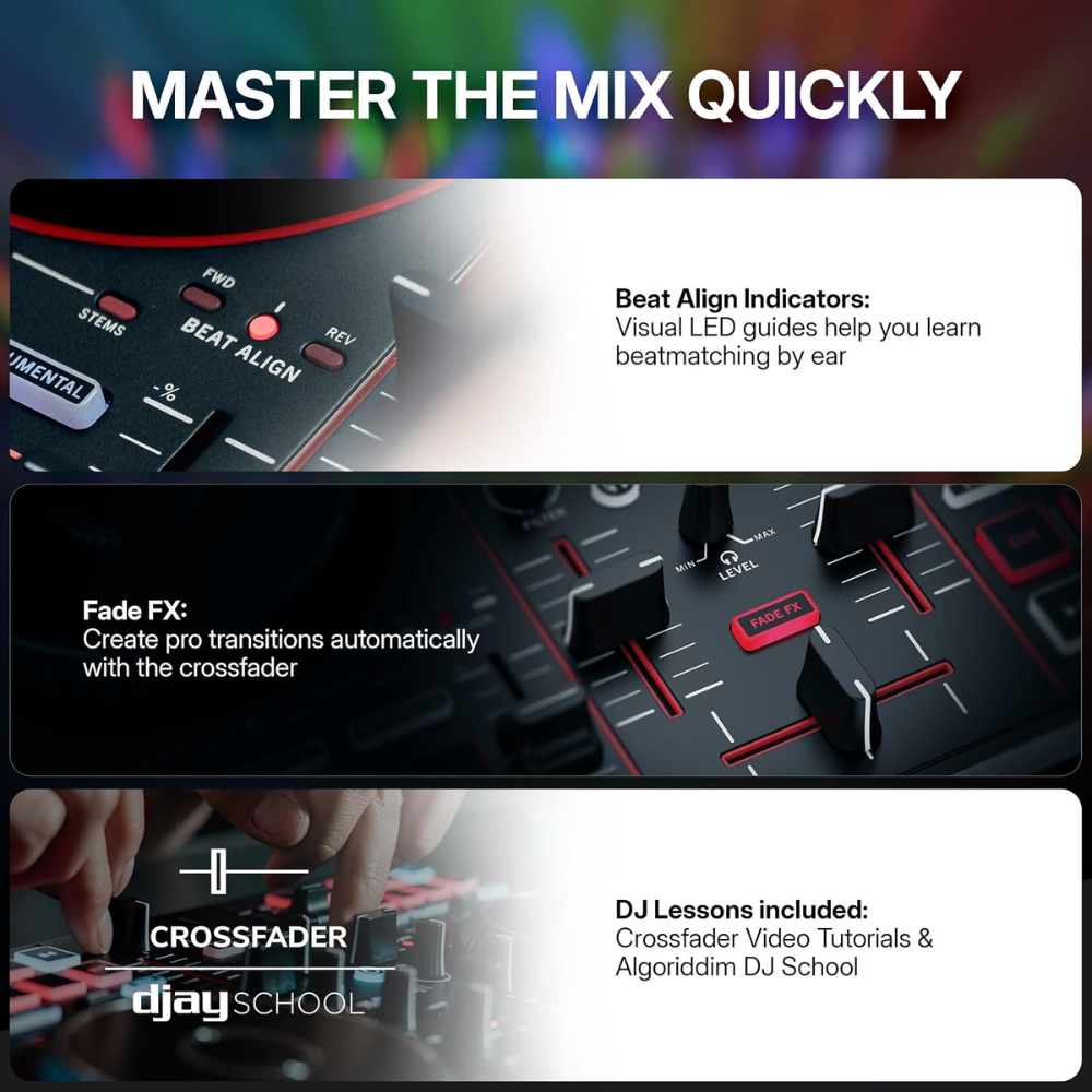 Numark Party Mix III (Black) Bluetooth DJ Controller with Built-in Lights
