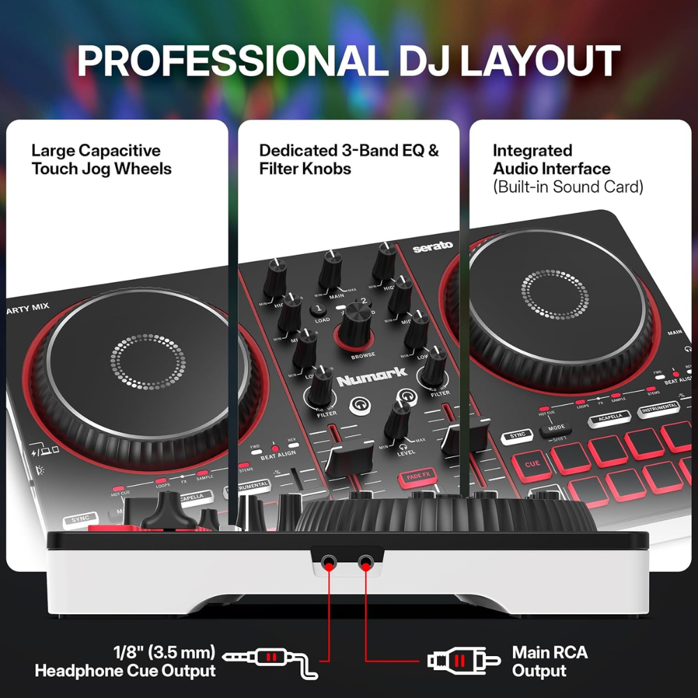 Numark Party Mix III (Black) Bluetooth DJ Controller with Built-in Lights
