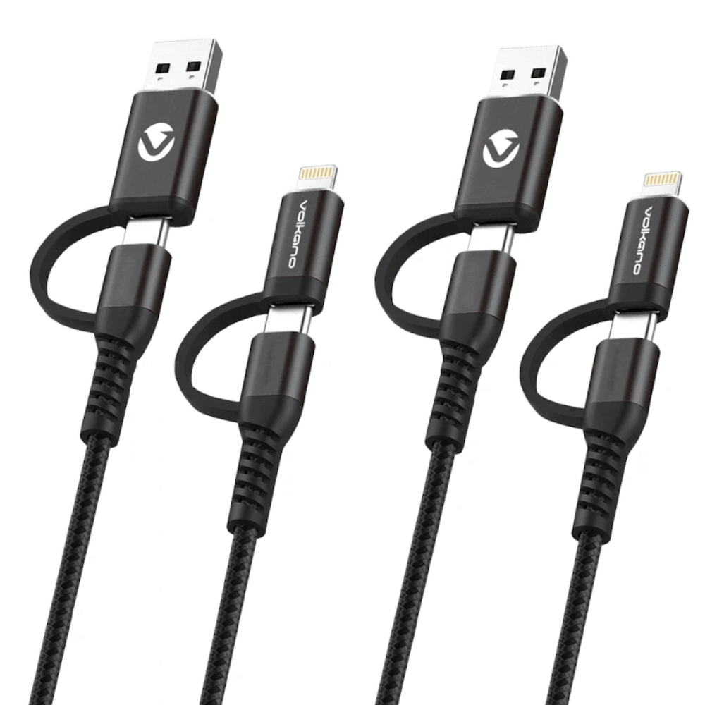 Volkano Weave Series 4-in-1 Cable Two Pack – 1.2m/4ft & 1.8m/6ft