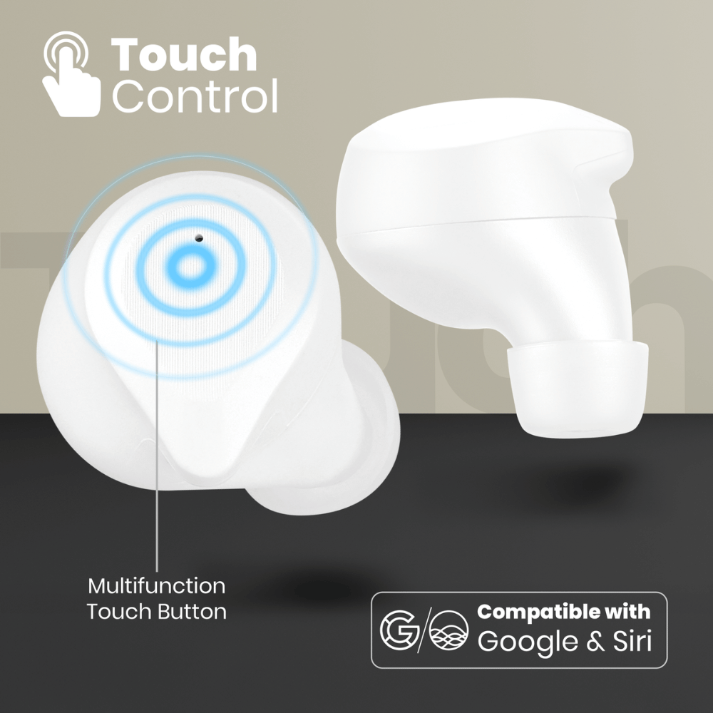 Volkano Scorpio Series True Wireless (TWS) Bluetooth Earphones with Mic - White