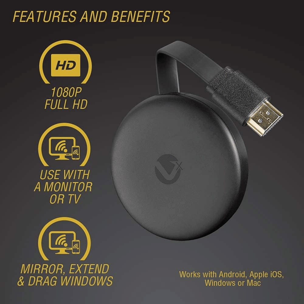 VolkanoX VK-6516-BK Allcast Series Wireless Casting Adaptor, Black