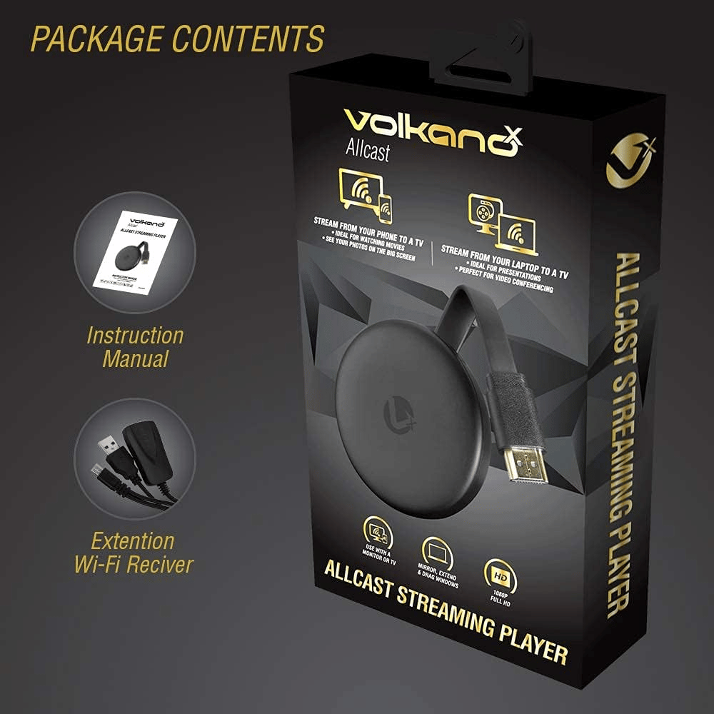 VolkanoX VK-6516-BK Allcast Series Wireless Casting Adaptor, Black
