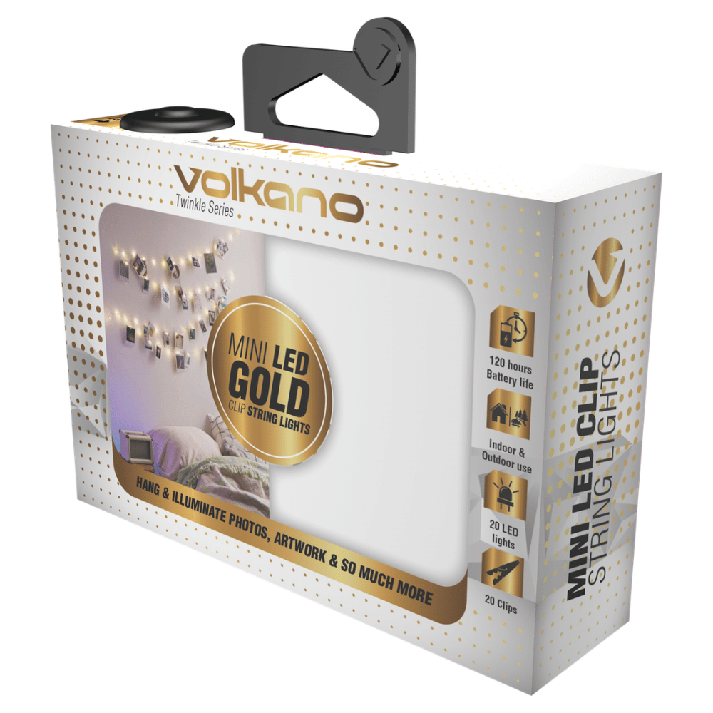 Volkano Twinkle Series Photo Clips with LED Lights - Gold