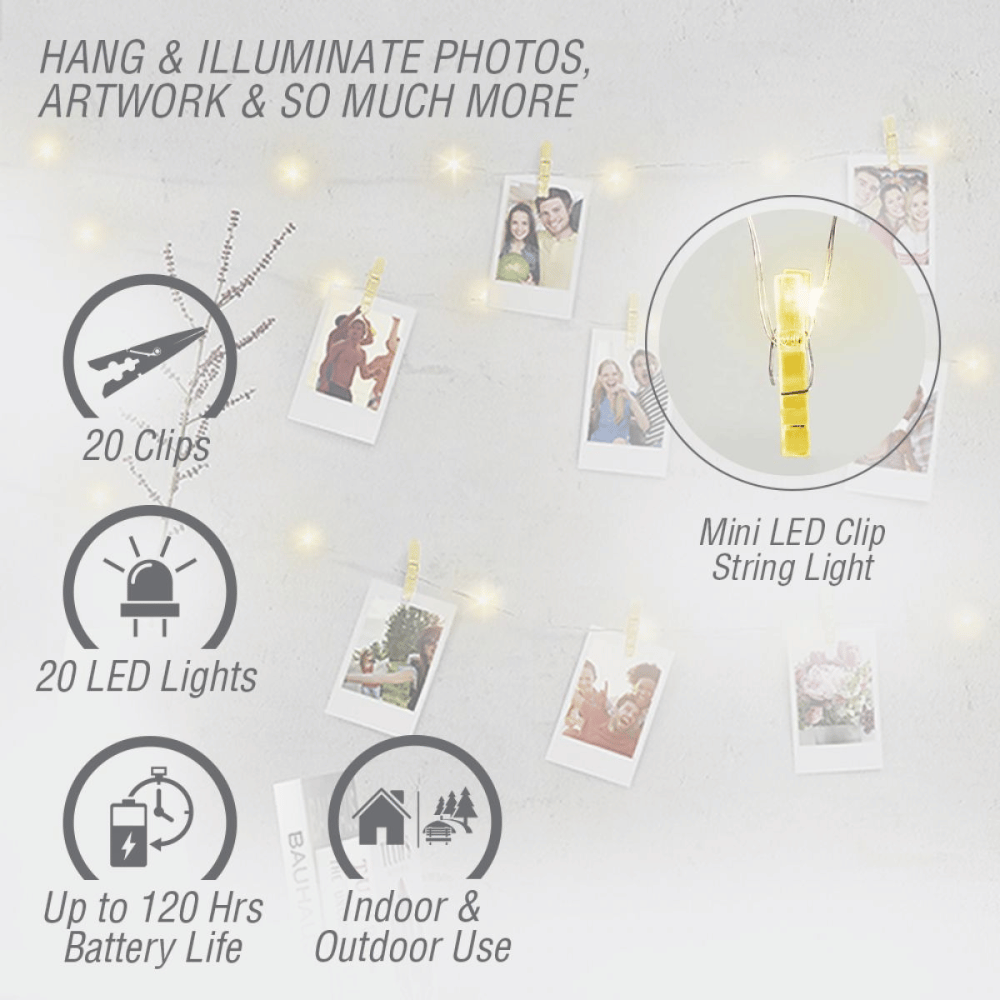 Volkano Twinkle Series Photo Clips with LED Lights - Gold
