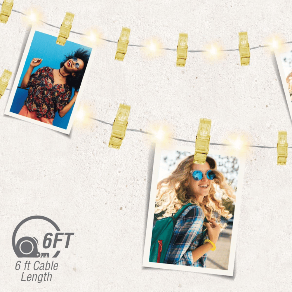 Volkano Twinkle Series Photo Clips with LED Lights - Gold