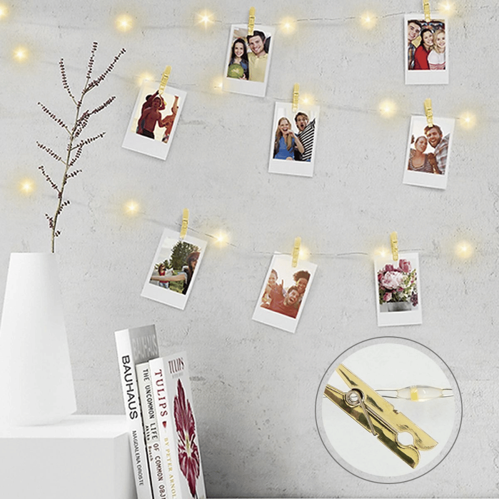 Volkano Twinkle Series Photo Clips with LED Lights - Gold