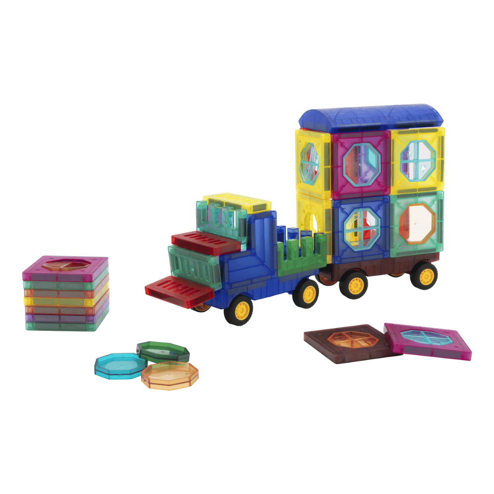 Edu-Matic 43-Piece Magnetic Tiles Car Building Set - STEM Kids Toy (EDU-1045) (DEMO, OPEN BOX, NO WARRANTY)