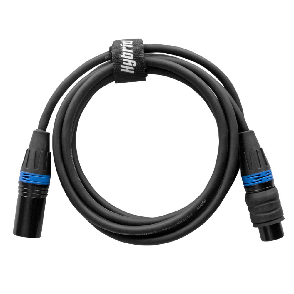 Hybrid XLR-XLR DMX cable in packaging with blue label
