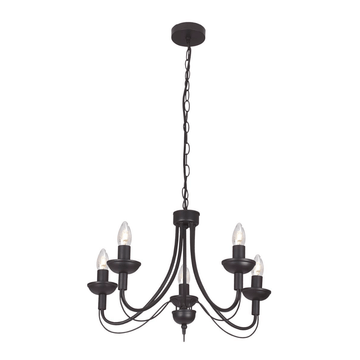 5 Light Simple Black Chandelier (DEMO, OPEN BOX, NO WARRANTY)