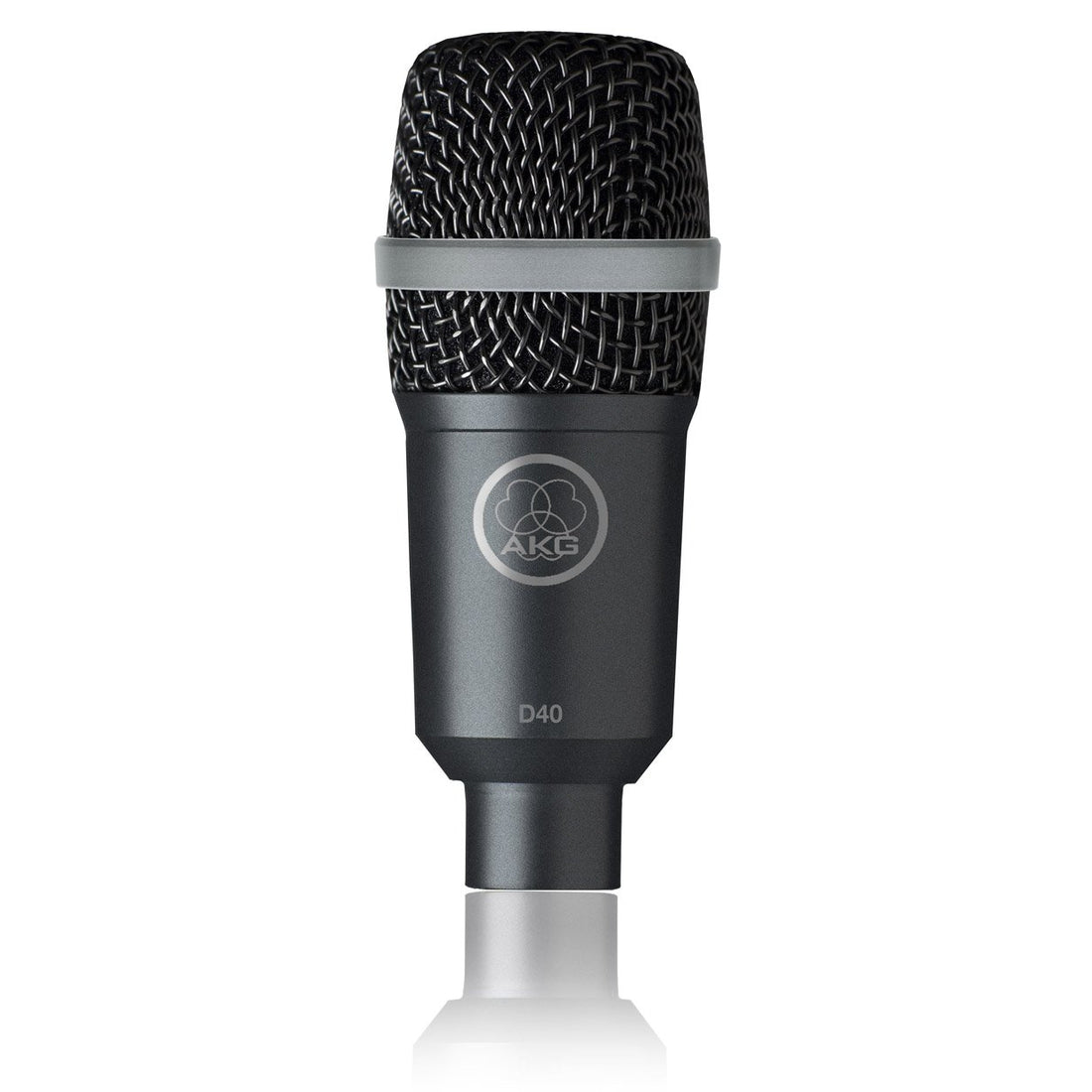 Black microphone with AKG logo on a white background
