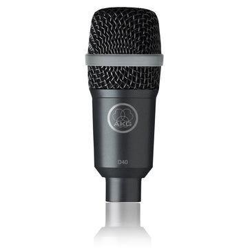 Black microphone with AKG logo on a white background