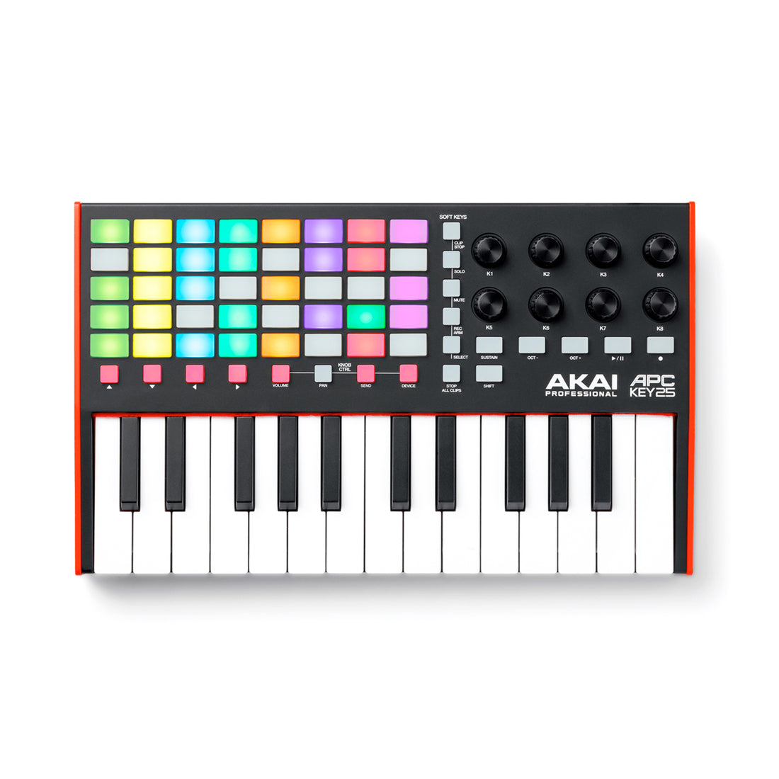 Akai APC Key25 music keyboard on a white background