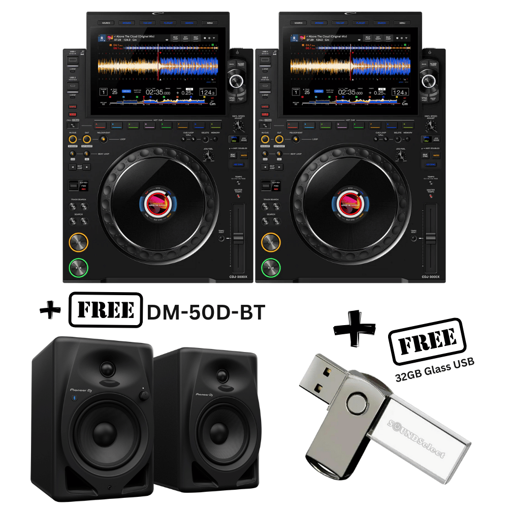 Alpha Theta CDJ 3000X - PAIR (FREE PIONEER DM-50D BT & 32GB USB)