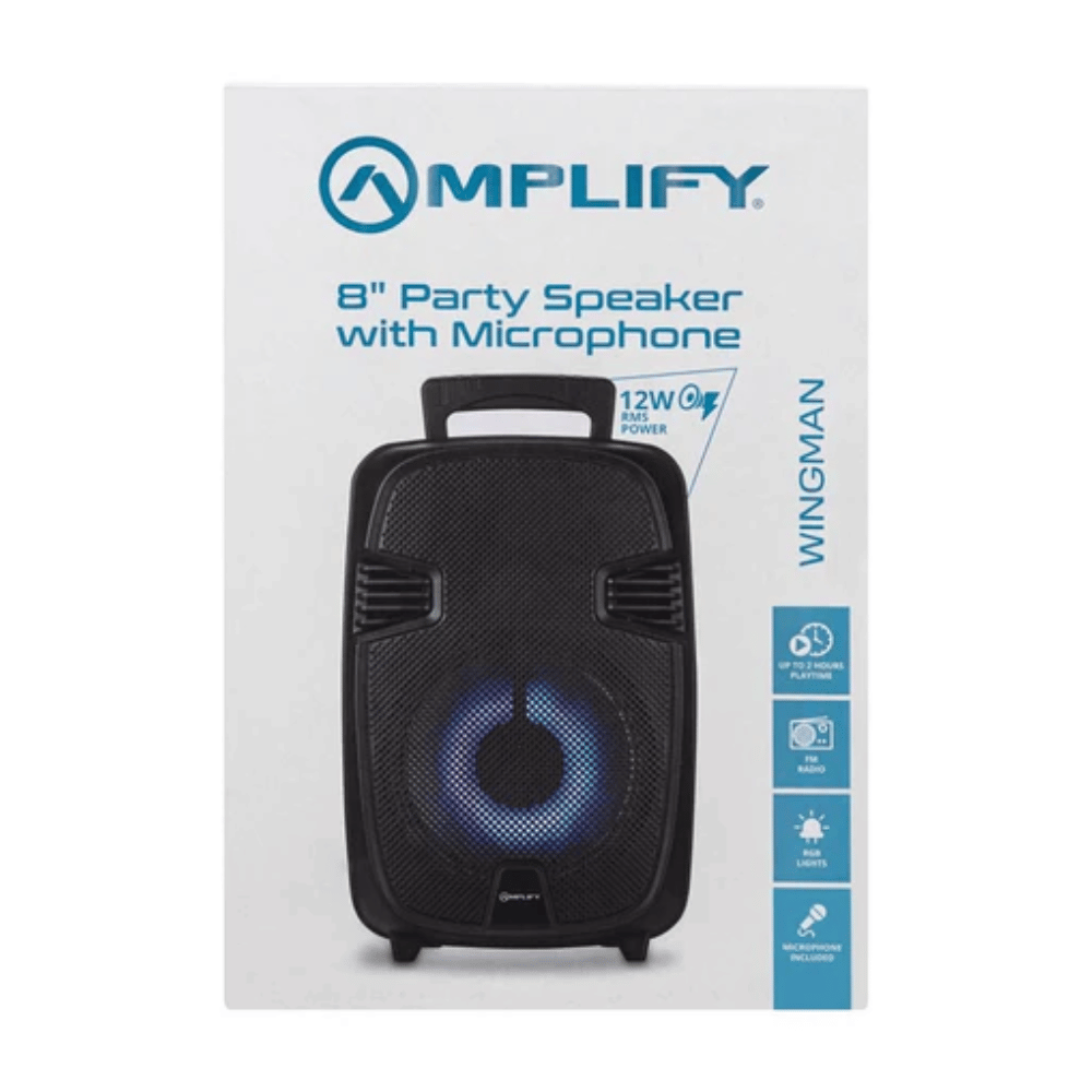 Amplify Wingman Series 8" Party Speaker with Microphone - Black AM-3906-8[V1] (DEMO, OPEN BOX, NO WARRANTY)