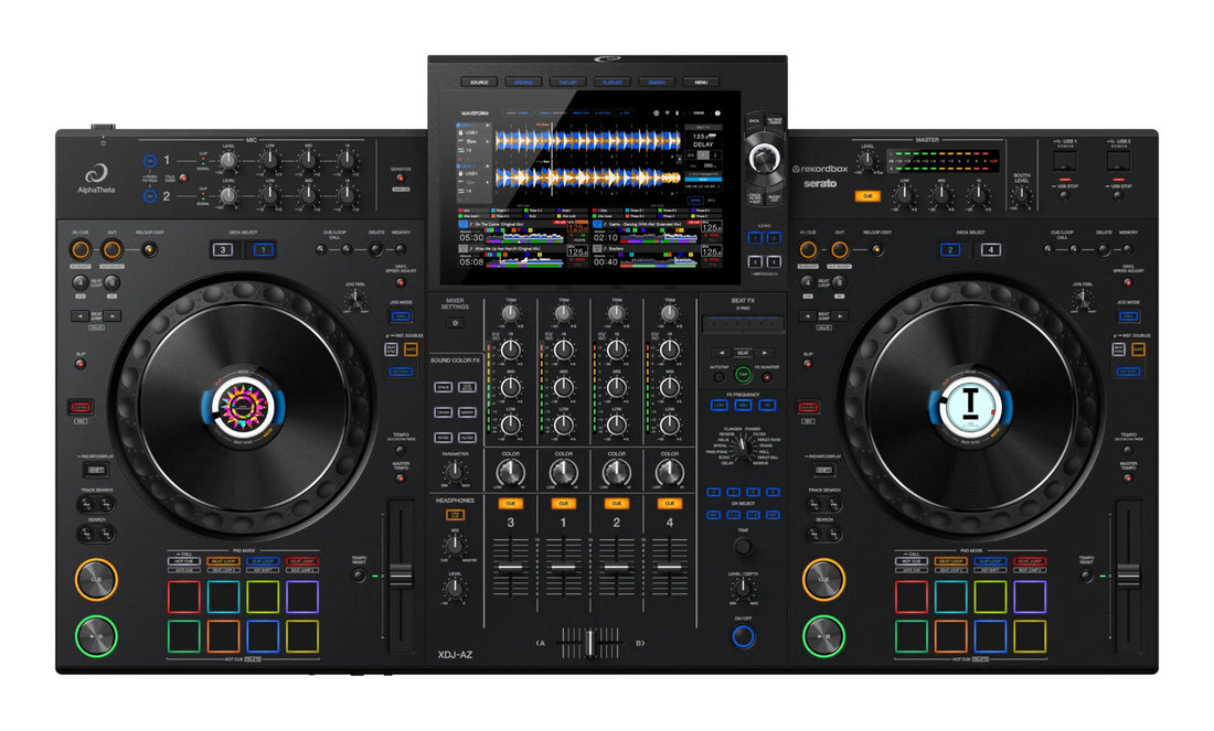 DJ System with control panels and display on a white background