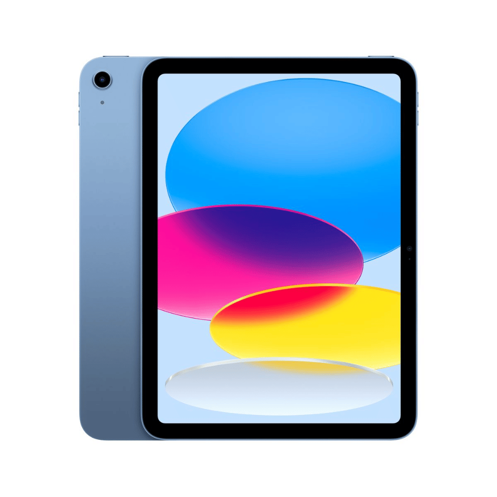 Tablet with colorful display on a white background