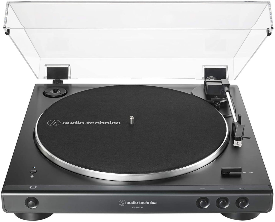Audio-technica turntable on a white background