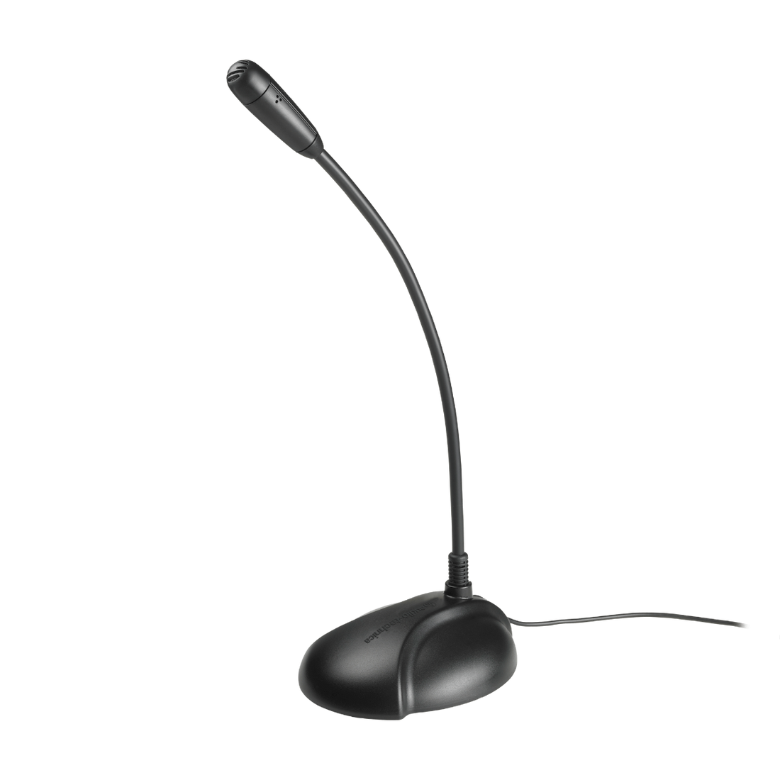 Black adjustable microphone on a white background