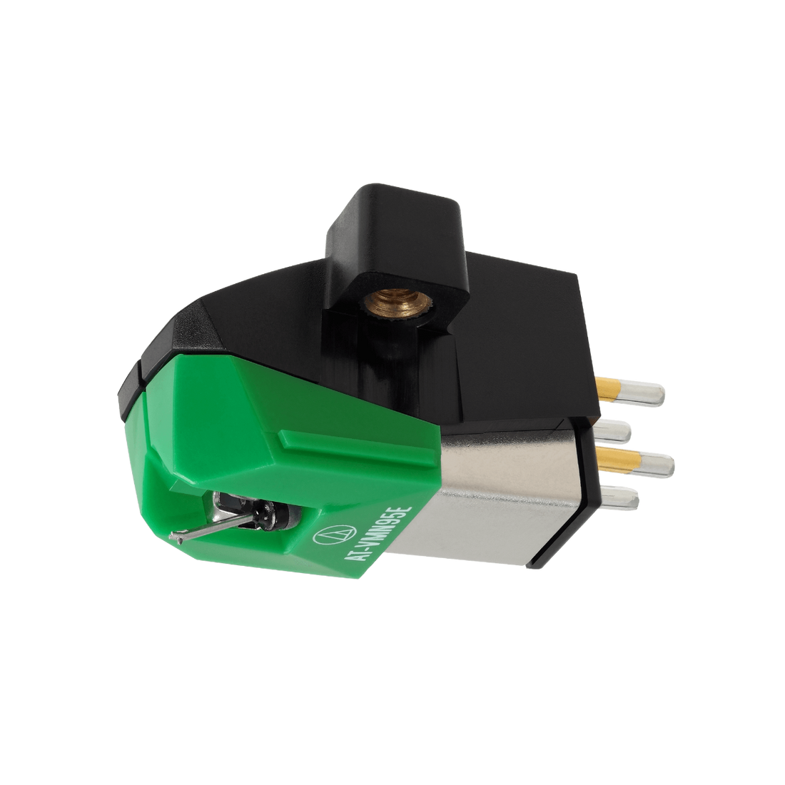 Audio cartridge with green and black design on a white background