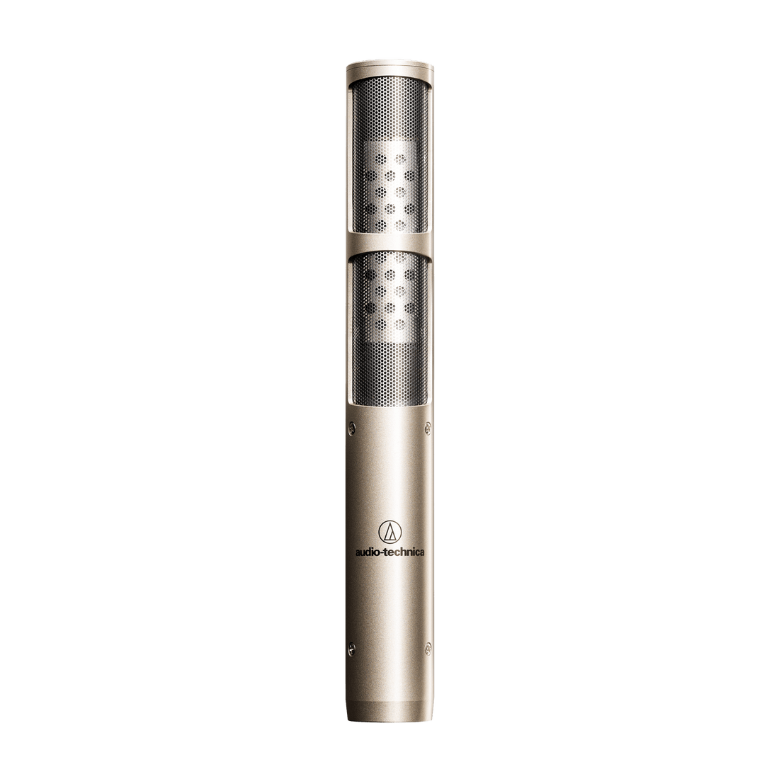 Audio-Technica microphone on a black background